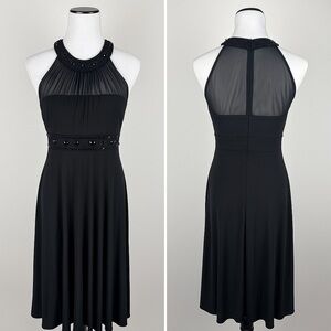 Jessica‎ Howard Women’s Black Embellished Halter Midi Dress - Size 4